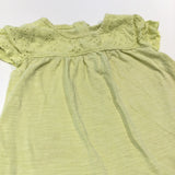 Yellow T-Shirt with Broderie Detail - Girls 9-12 Months