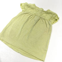 Yellow T-Shirt with Broderie Detail - Girls 9-12 Months