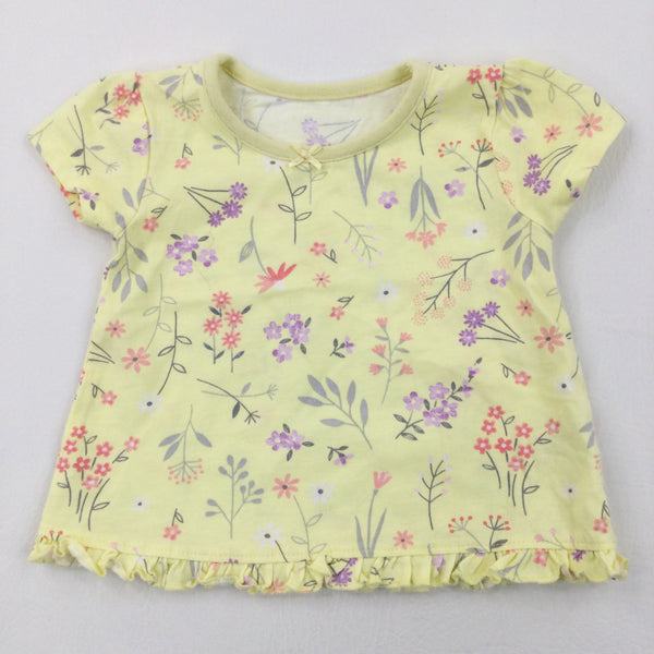 Flowers Yellow T-Shirt - Girls 0-3 Months
