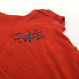 'I Love You To The Moon & Back' Alien Spaceship Red Short Sleeve Bodysuit - Boys 0-3 Months