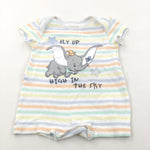 'Fly Up High In The Sky' Dumbo Pastel Stripes Jersey Romper - Boys 0-3 Months
