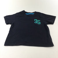 '35' Embroidered Navy T-Shirt - Boys 12-18 Months