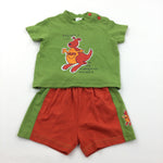 Kangaroos Green & Orange T-Shirt & Jersey Shorts Set - Boys 3-6 Months