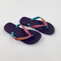 Purple Flip Flops - Girls - Shoe Size 11-12