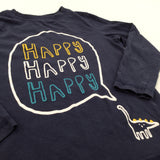 'Happy Happy Happy' Dinosaur Navy Long Sleeve Top - Boys 3-4 Years