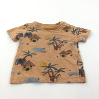 Animals & Palm Trees Light Orange T-Shirt - Boys 0-3 Months