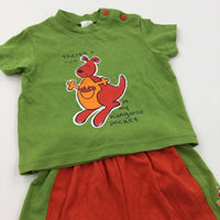 Kangaroos Green & Orange T-Shirt & Jersey Shorts Set - Boys 3-6 Months