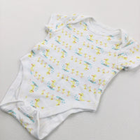 Ducklings Yellow, Blue & White Short Sleeve Bodysuit - Boys/Girls 0-3 Months