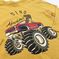 'Dino Adventures' Monster Truck Mustard Yellow Long Sleeve Top - Boys 3-4 Years