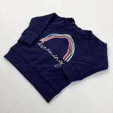 'Dreaming' Rainbow Embroidered Navy Sweatshirt - Girls 0-3 Months