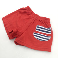 Navy, White & Red Lightweight Jersey Shorts - Boys 0-3 Months