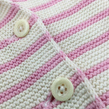 Heart Pockets Cream & Pink Striped Knitted Hoodie - Girls 0-3 Months