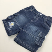 'Pooh' Dark Blue Denim Cargo Shorts - Boys 0-3 Months