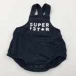 'Super Star' Black Jersey Short Dungarees - Boys/Girls 0-3 Months