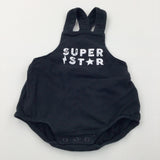 'Super Star' Black Jersey Short Dungarees - Boys/Girls 0-3 Months
