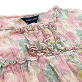 Flowers Pale Pink, Green & Yellow Cotton Blouse - Girls 4 Years