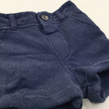 Textured Navy Cotton Shorts - Boys 0-3 Months
