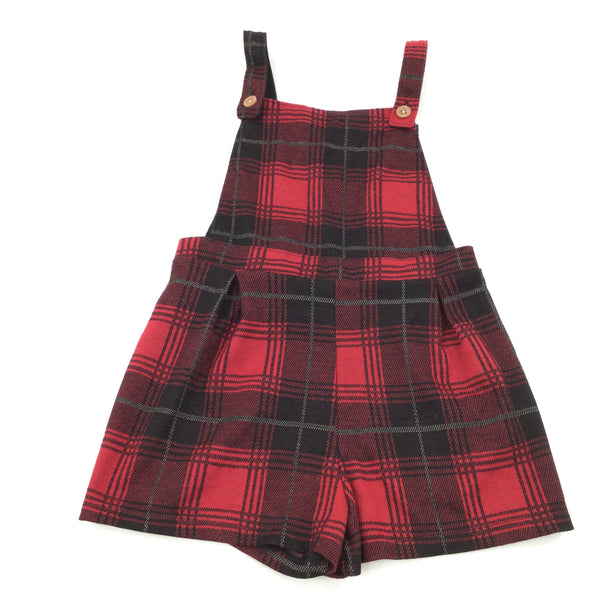Red & Black Check Playsuit - Girls 6-7 Years