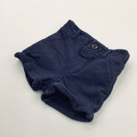 Textured Navy Cotton Shorts - Boys 0-3 Months