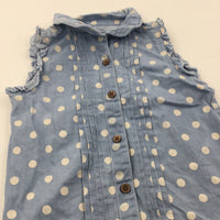 Spotty Blue & White Cotton Blouse - Girls 18-24 Months