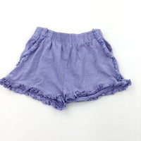 Blue Lightweight Jersey Shorts with Frilly Hem - Girls 3-4 Years