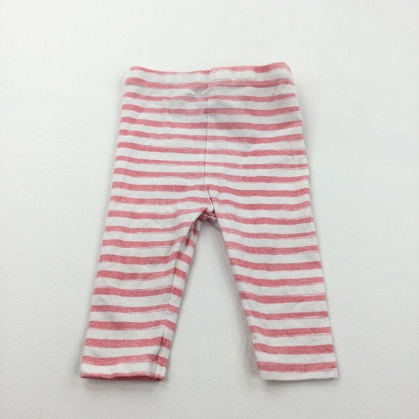 Pink & White Striped Leggings - Girls 3-6 Months