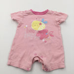 'Bee Happy' Pink Jersey Romper - Girls 0-3 Months