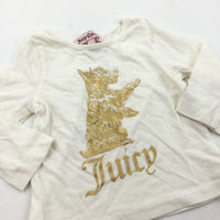 'Juicy' Gold Dog Cream Long Sleeve Top - Girls 3-6 Months