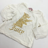 'Juicy' Gold Dog Cream Long Sleeve Top - Girls 3-6 Months