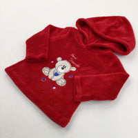 'Best Friends' Teddy Appliqued Red Fleece Hoodie - Boys/Girls 3-6 Months