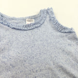 Speckled Pale Blue Vest Top with Frill Details - Girls 3-4 Years