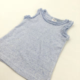 Speckled Pale Blue Vest Top with Frill Details - Girls 3-4 Years