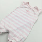 'Sweetie' Pink & White Striped Lightweight Jersey Romper - Girls 0-3 Months