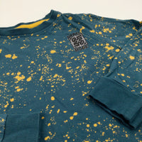 'Urban Mode' Splatter Effect Teal & Mustard Long Sleeved Top - Boys 5-6 Years