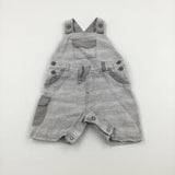 Grey & White Striped Lightweight Dungarees - Boys 9-12 Months