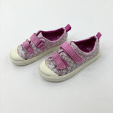 Flowers Pink Canvas Shoes - Girls - Shoe Size 8