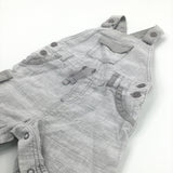 Grey & White Striped Lightweight Dungarees - Boys 9-12 Months