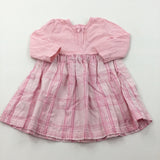 Pink Cotton & Jersey Dress - Girls 0-3 Months