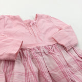 Pink Cotton & Jersey Dress - Girls 0-3 Months