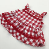 Red & White Checked Cotton Sleeveless Blouse - Girls 0-3 Months