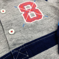 '8' Grey & Blue Rugby Style Top - Boys 3-6 Months