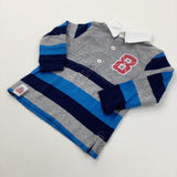 '8' Grey & Blue Rugby Style Top - Boys 3-6 Months