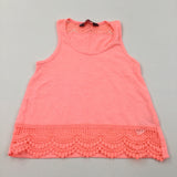 Neon Orange Jersey Vest Top with Lacey Hem - Girls 3-4 Years