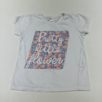 'Pretty Little Flower' Flowers White, Pink & Blue T-Shirt - Girls 7-8 Years