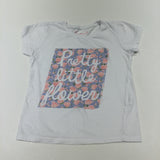 'Pretty Little Flower' Flowers White, Pink & Blue T-Shirt - Girls 7-8 Years