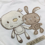 'Best Friends' Teddy & Bunny Cream Long Sleeve Top - Boys/Girls 3-6 Months