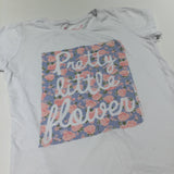 'Pretty Little Flower' Flowers White, Pink & Blue T-Shirt - Girls 7-8 Years