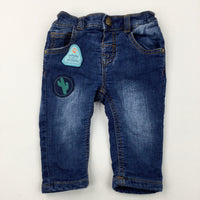 'Explore The Outdoors' Badges Dark Blue Lined Denim Jeans - Boys 3-6 Months