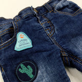 'Explore The Outdoors' Badges Dark Blue Lined Denim Jeans - Boys 3-6 Months