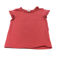 Dusky Pink T-Shirt with Frill Detail - Girls 9-12 Months